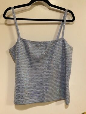 St. John Blue Pailletes And Crystals Tank Top Large